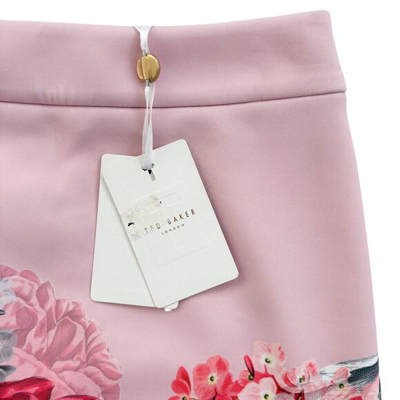 NWT Ted Baker Floral Pencil Skirt Women US 2 TB Sz 0 Pink Office Spring Wedding - Picture 7 of 9